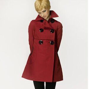 Soia & Kyo - Women's 60s Inspired Cotton Trench in Red - Twiggy Style, Med